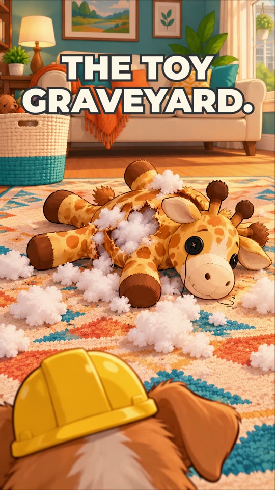 2D cartoon dog toy ad for TuffTug, a demo brand
